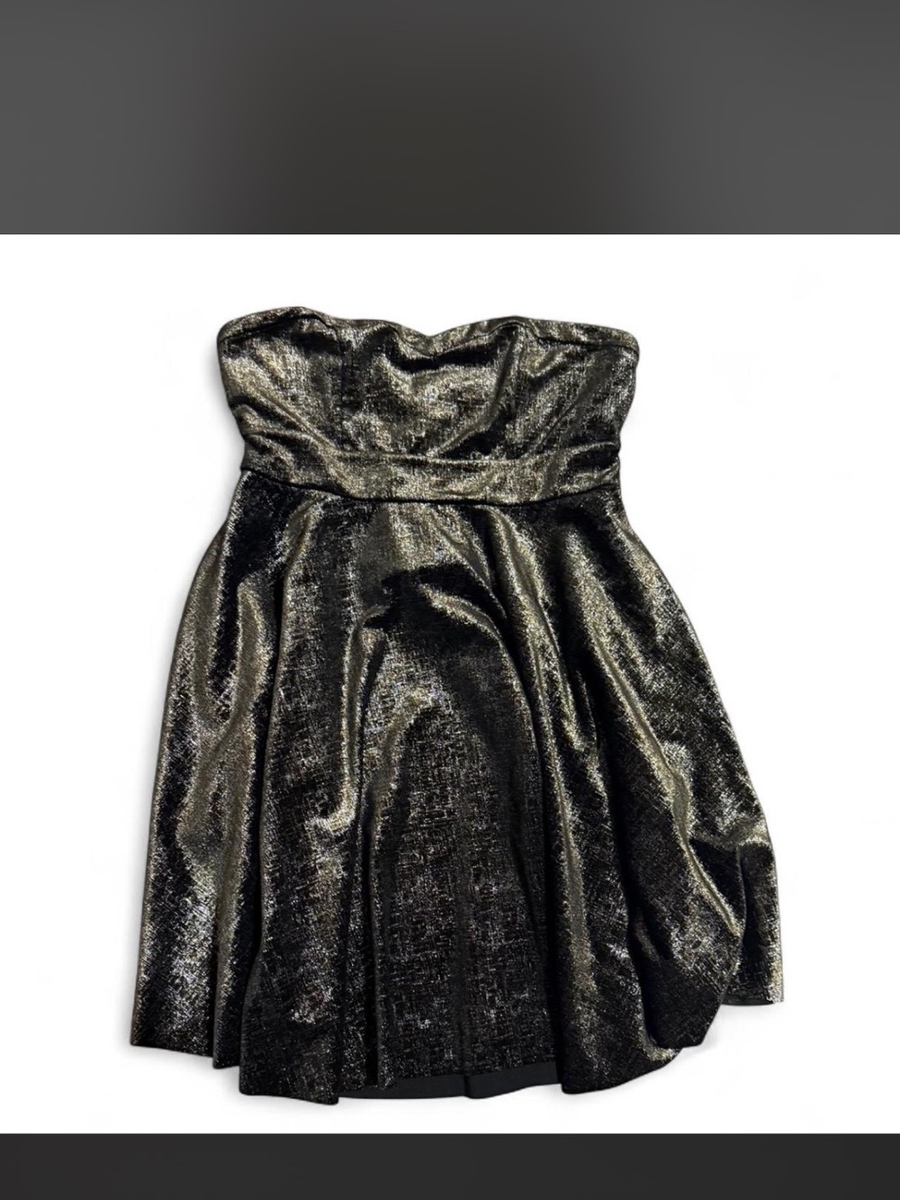 Free People Strapless Metallic Black & Gold Cocktail Dress